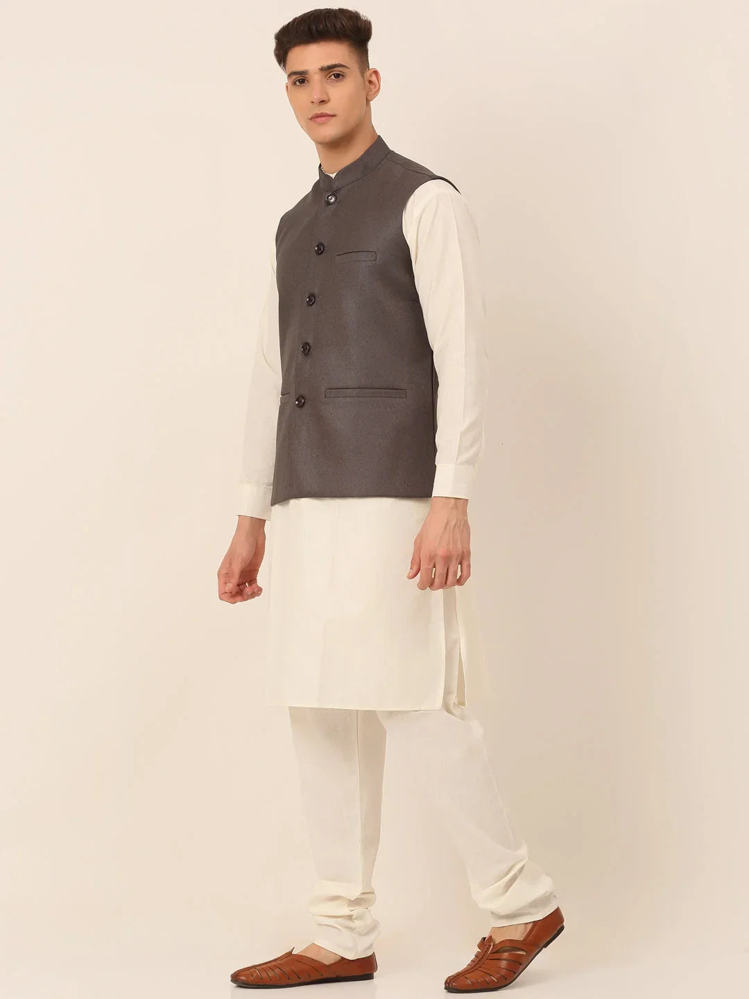 Grey Cotton Solid Indian Wear JOKPWC_W-F_4046Charcoal | DesiQlo