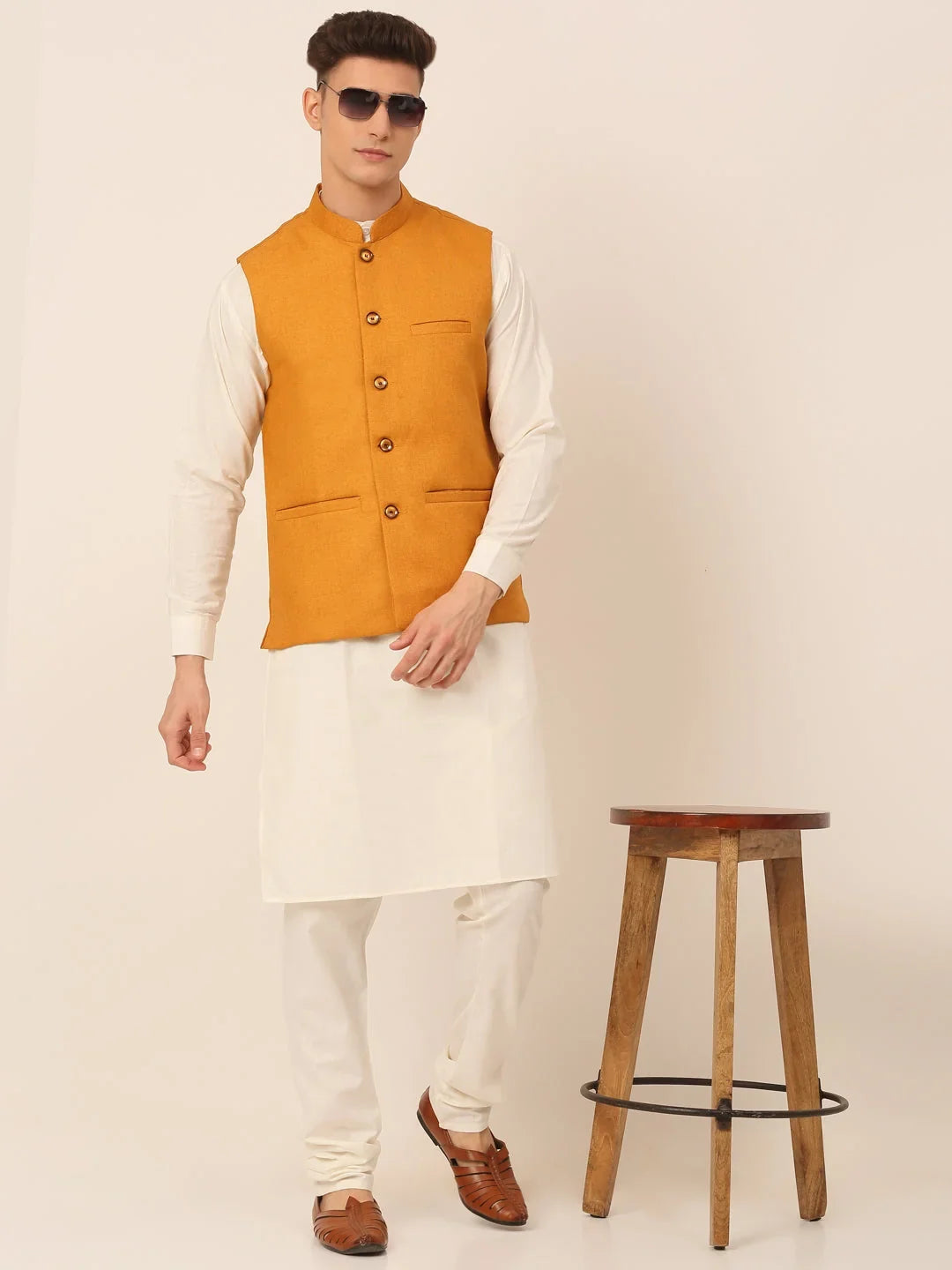 Yellow Cotton Solid Indian Wear JOKPWC_W-F_4046Mustard | DesiQlo