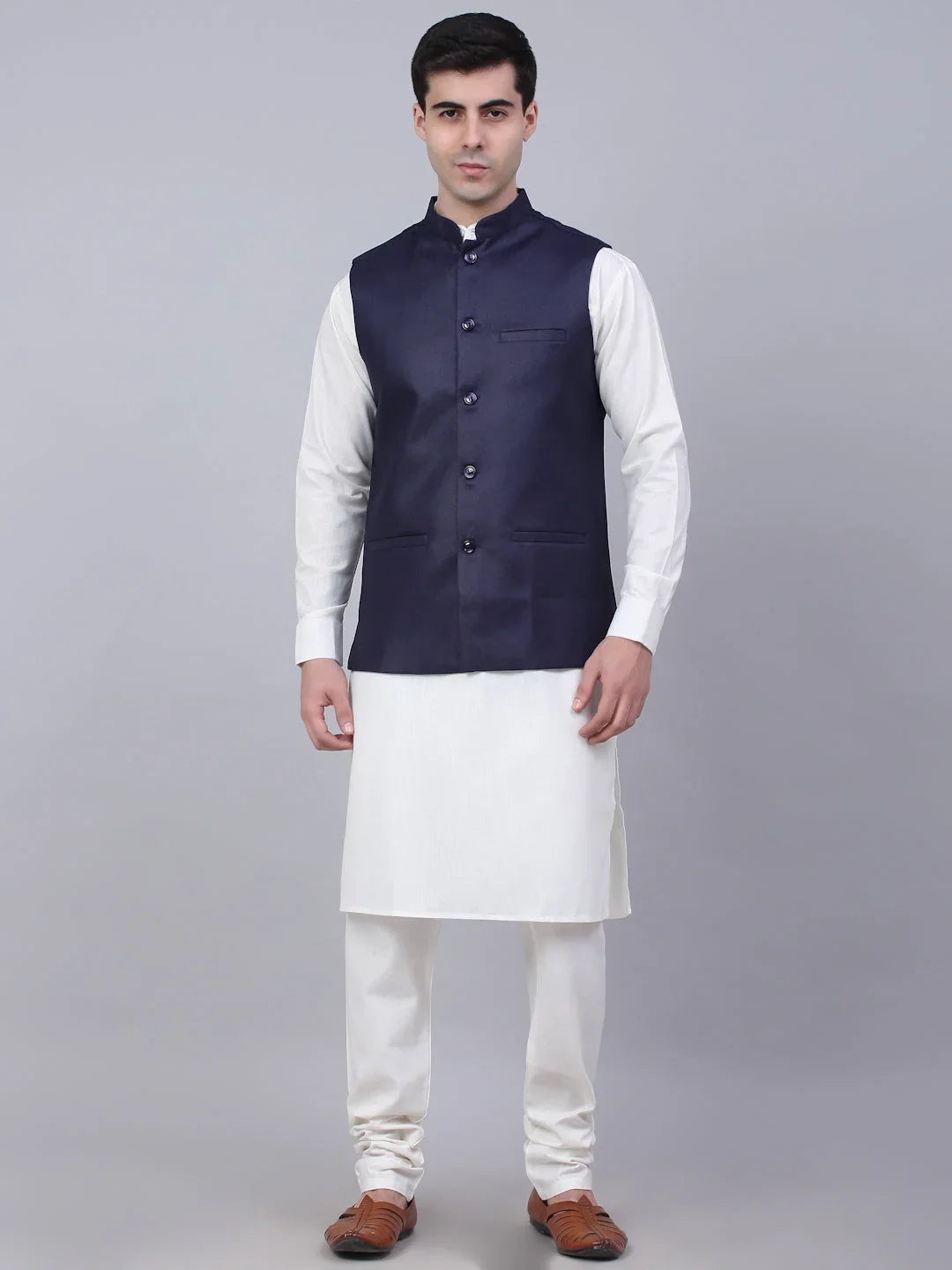 Blue Cotton Solid Indian Wear JOKPWC_W-F_4046Navy | DesiQlo