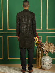 Sequin Embroidered Pure Cotton Kurta with Quality Pyjamas-JOKP-B-P