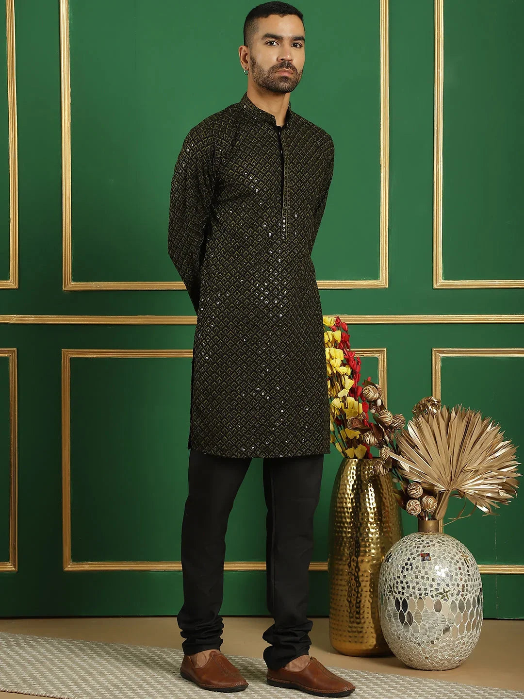 Green Cotton Solid Indian Wear JOKP_B-P_5004Mehndi | DesiQlo