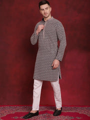 Sequin Embroidered Pure Cotton Kurta with Pyjamas-PKS