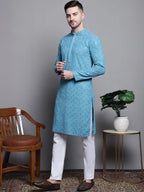 Sequin Embroidered Pure Cotton Light Kurta with Pyjamas