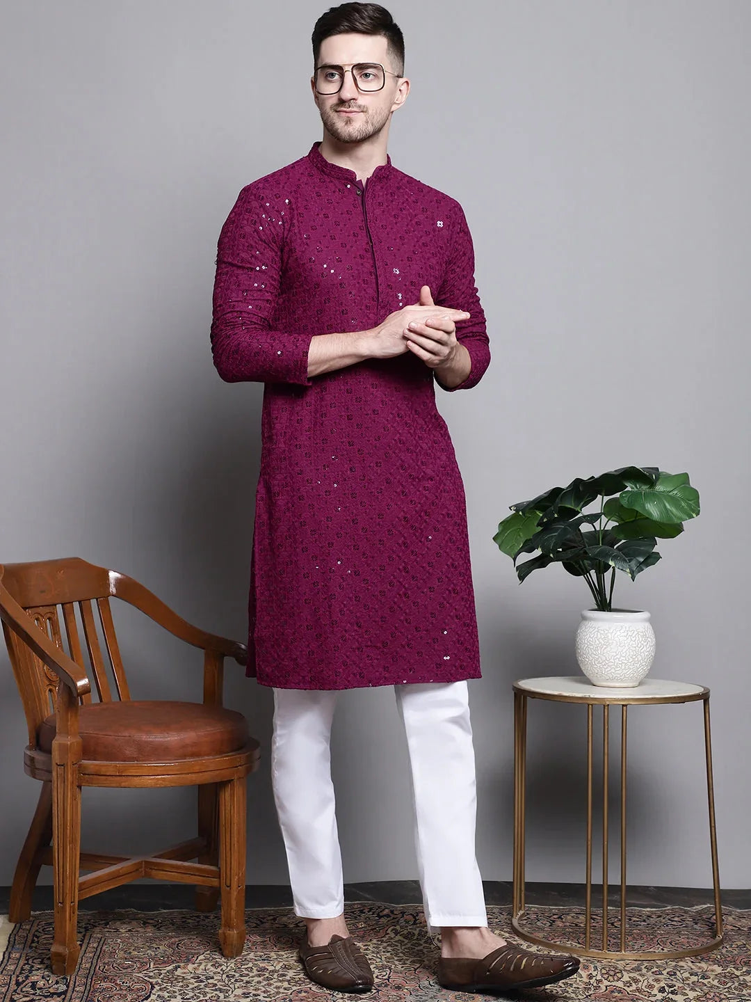 Purple Cotton Solid Indian Wear JOKP_P_5006Purple | DesiQlo