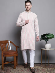 Sequin Styled Embroidered Pure Cotton Kurta with Pyjamas