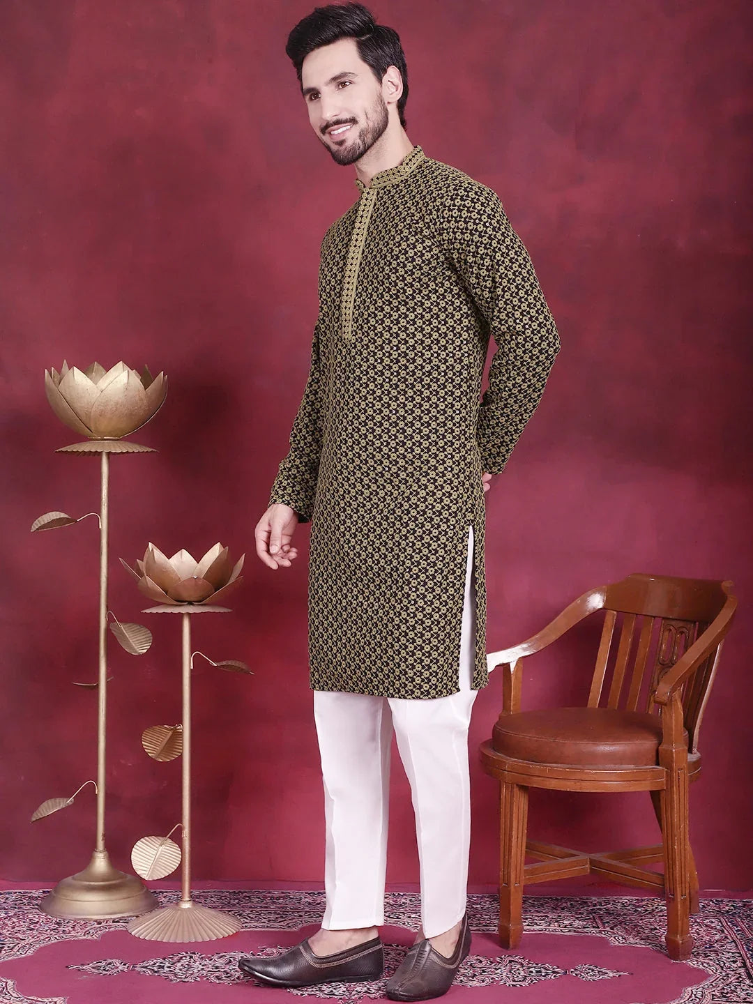 Green Rayon Solid Indian Wear JOKP_P_5013Mehndi | DesiQlo