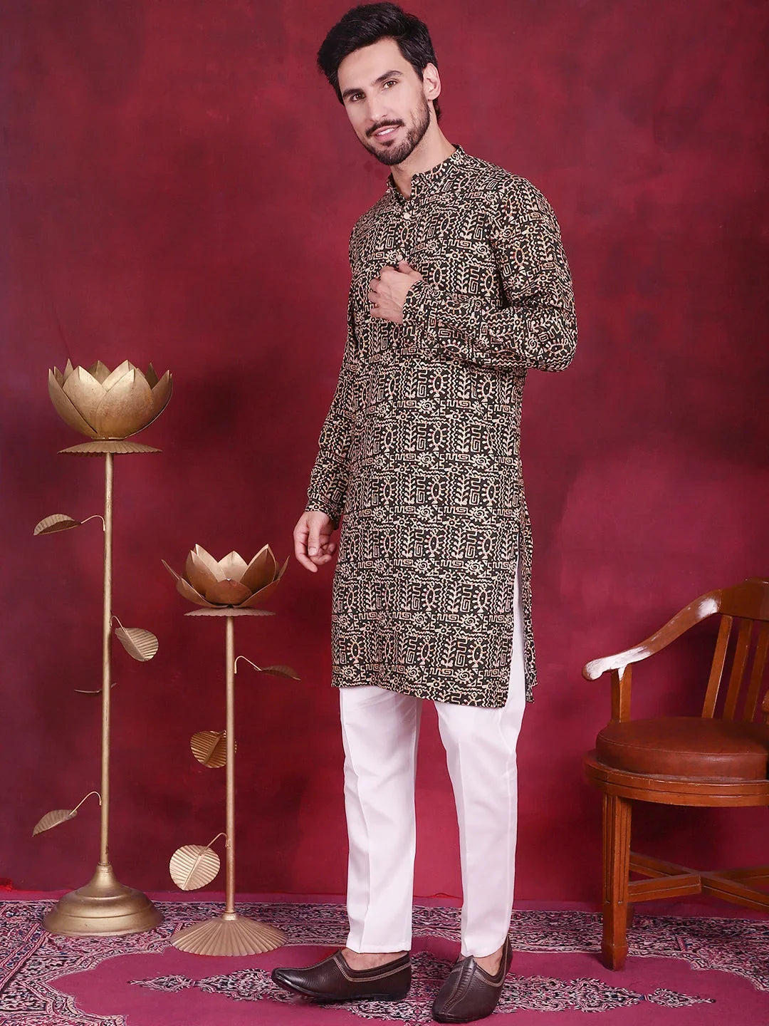 Green Rayon Solid Indian Wear JOKP_5014Olive | DesiQlo