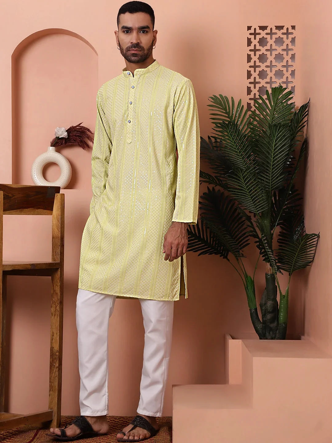 Yellow Rayon Solid Indian Wear JOKP_P_5015Lime | DesiQlo