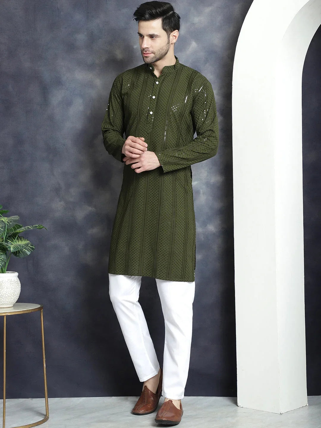 Green Rayon Solid Indian Wear JOKP_P_5015Mehndi | DesiQlo