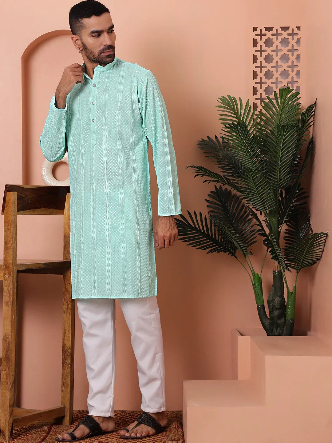 Blue Rayon Solid Indian Wear JOKP_P_5015Sky | DesiQlo