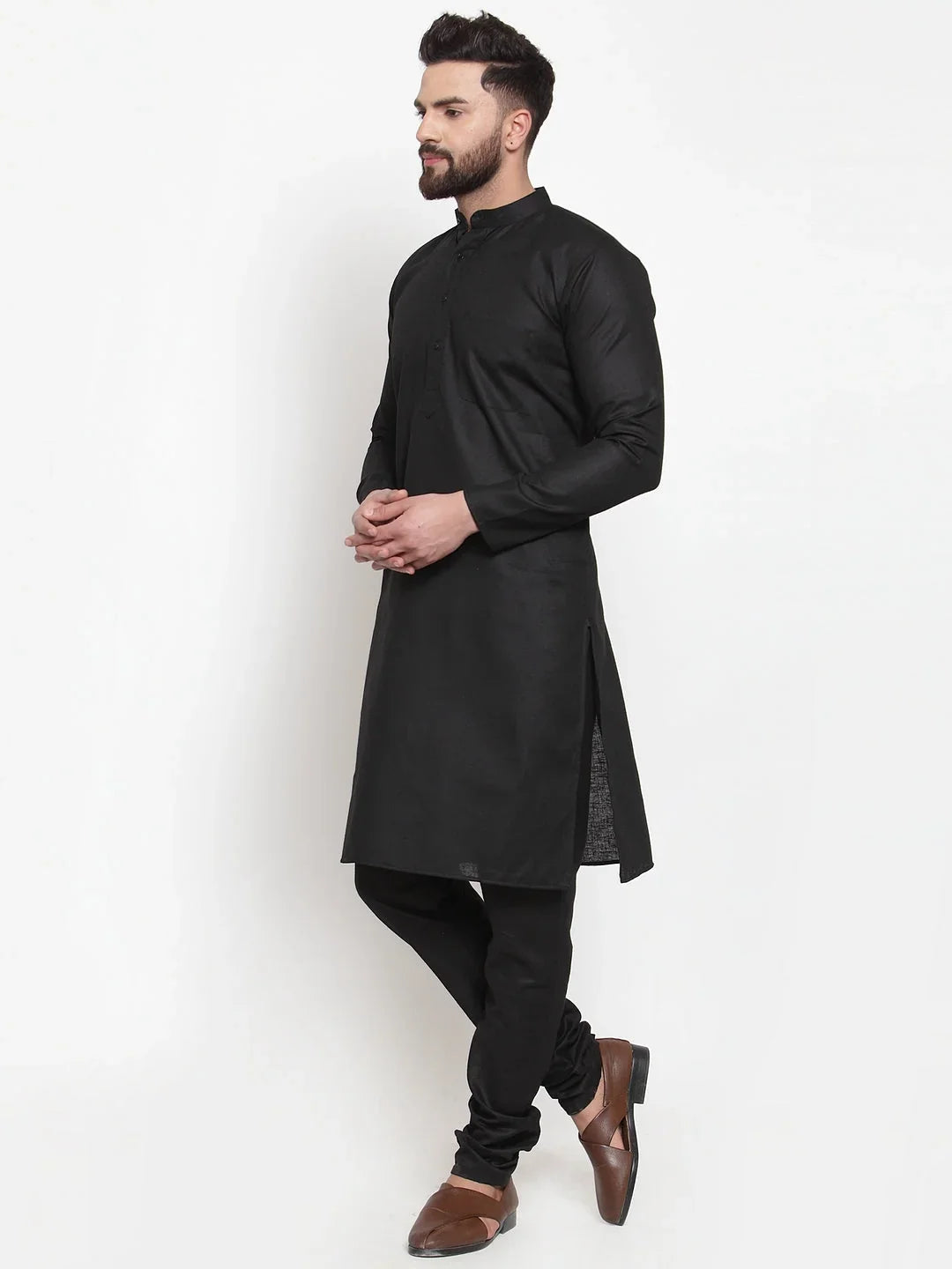 Black Cotton Solid Indian Wear KO_501Black | DesiQlo