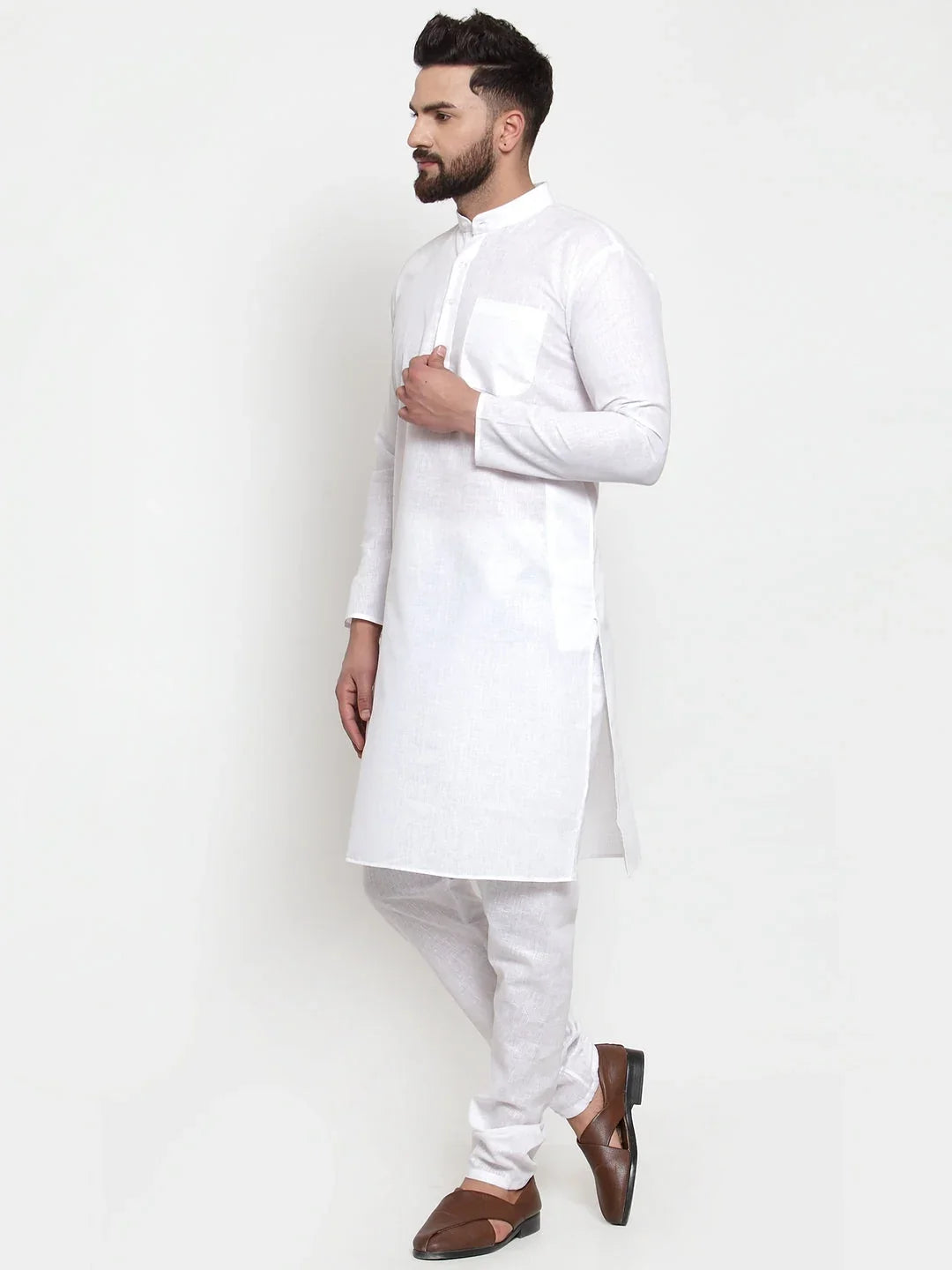 White Cotton Solid Indian Wear KO_501White | DesiQlo