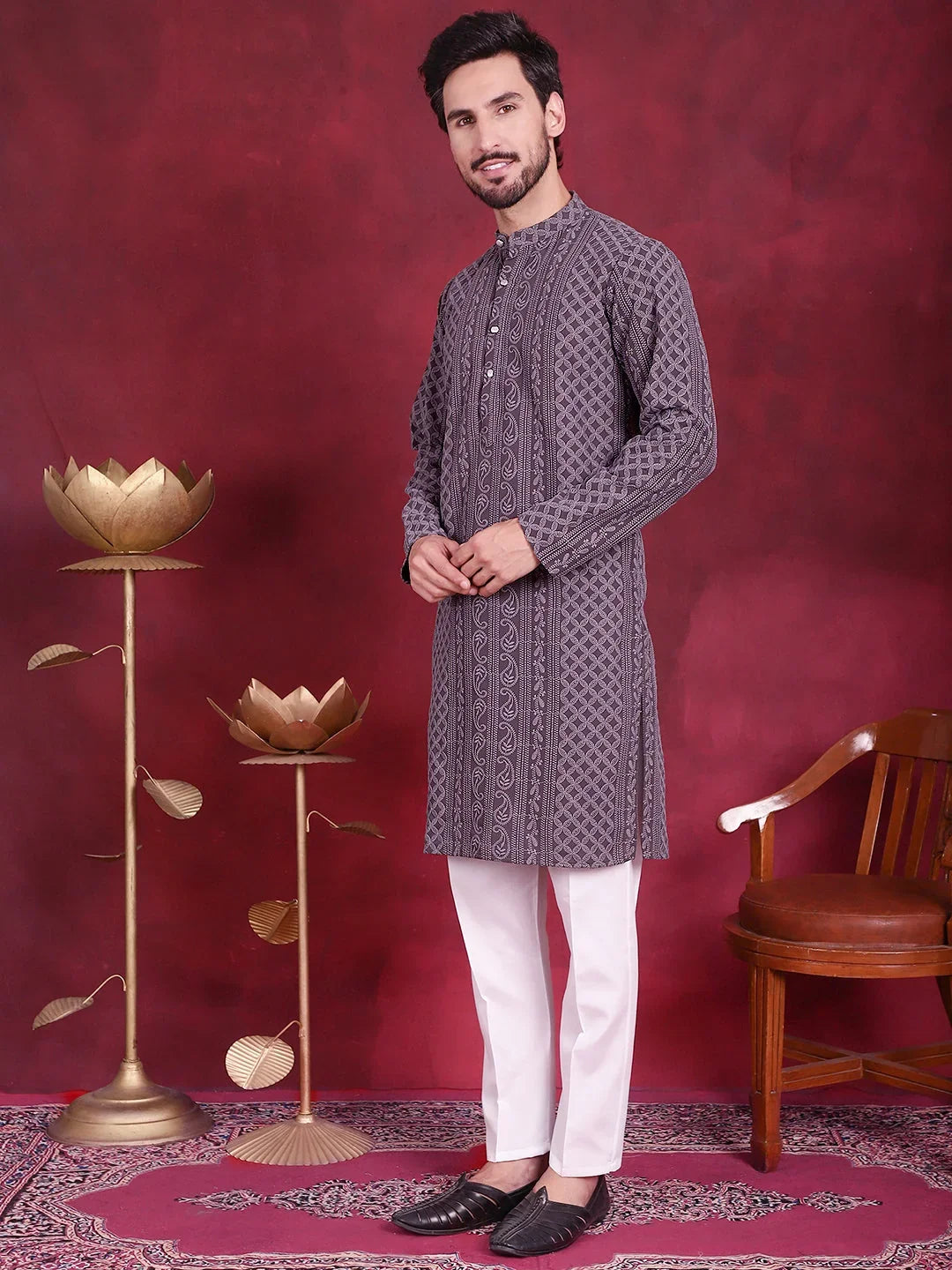 Grey Polyester Solid Indian Wear JOKP_5021Grey | DesiQlo