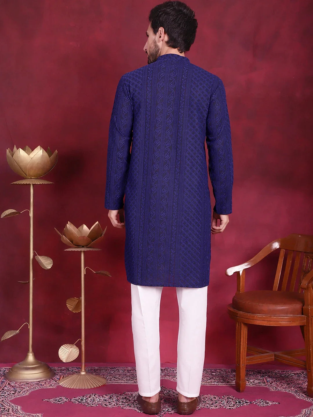 Blue Polyester Solid Indian Wear JOKP_5021Navy | DesiQlo