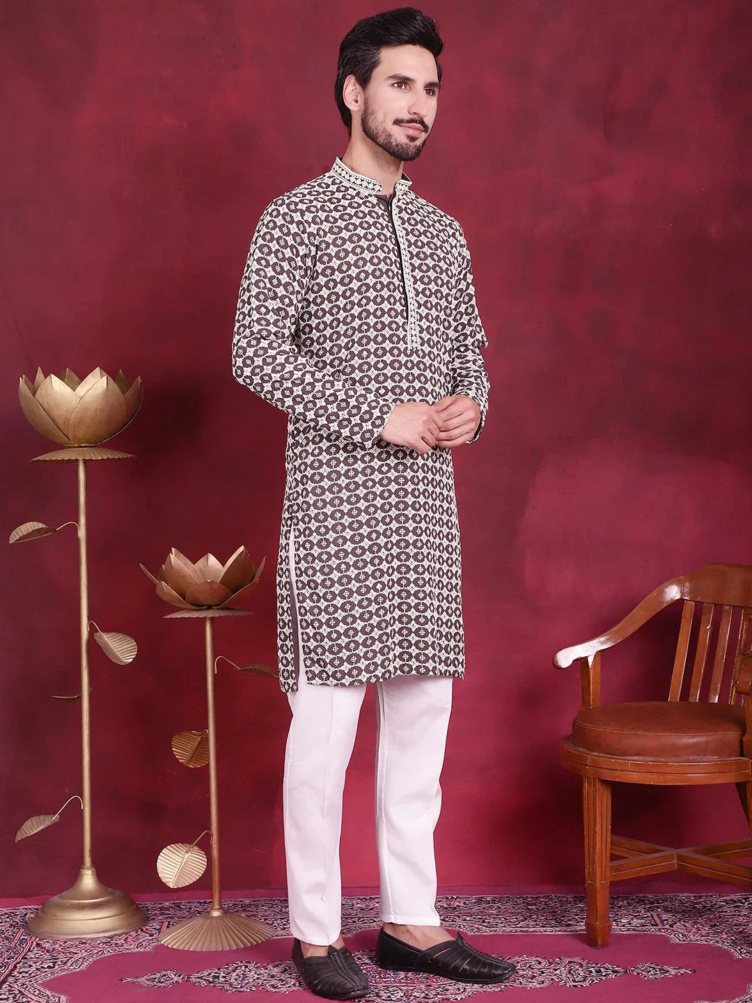 Brown Rayon Solid Indian Wear JOKP_5023Brown | DesiQlo