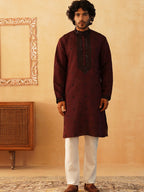 Sequins Embroidered Kurta Pyjama Set for Men-JOKP-P