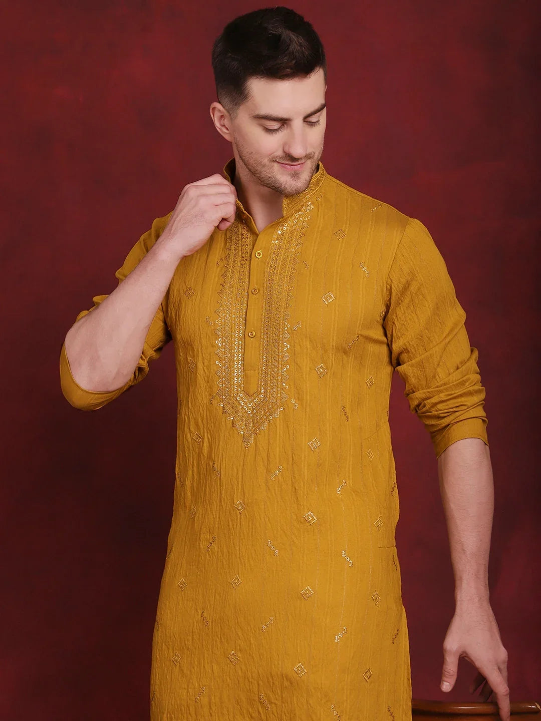 Yellow Cotton Solid Indian Wear JOKP_P_5030Mustard | DesiQlo