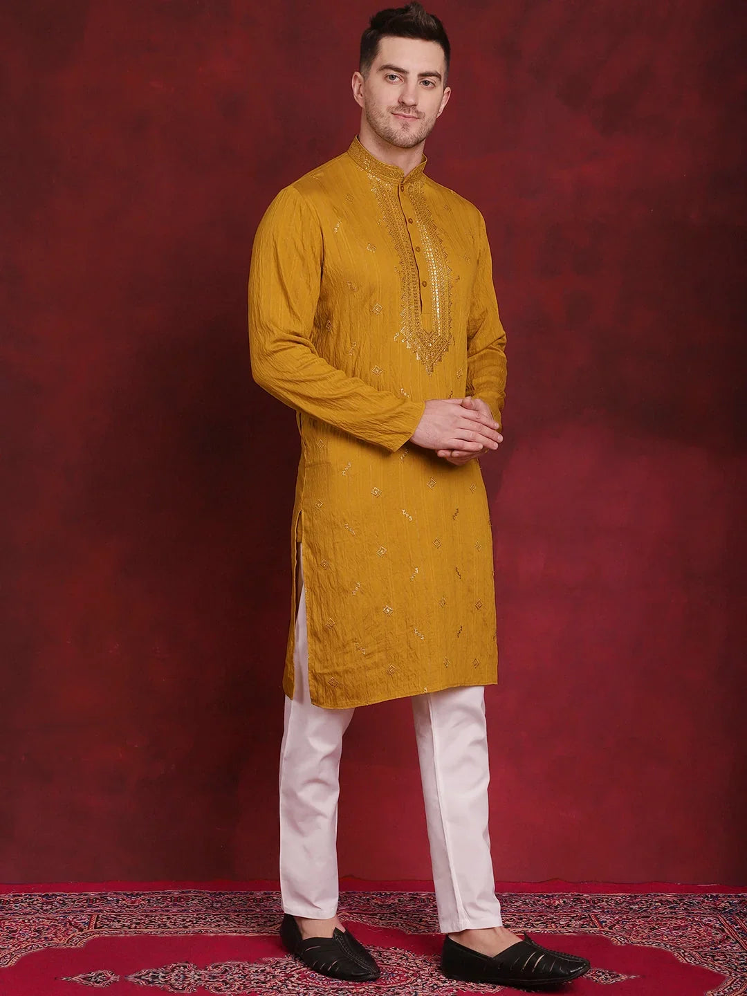 Yellow Cotton Solid Indian Wear JOKP_P_5030Mustard | DesiQlo