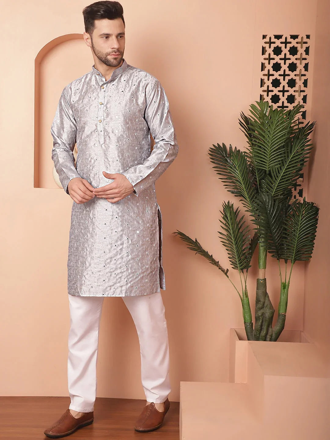 Grey Silk Solid Indian Wear JOKP_P_5035Grey | DesiQlo