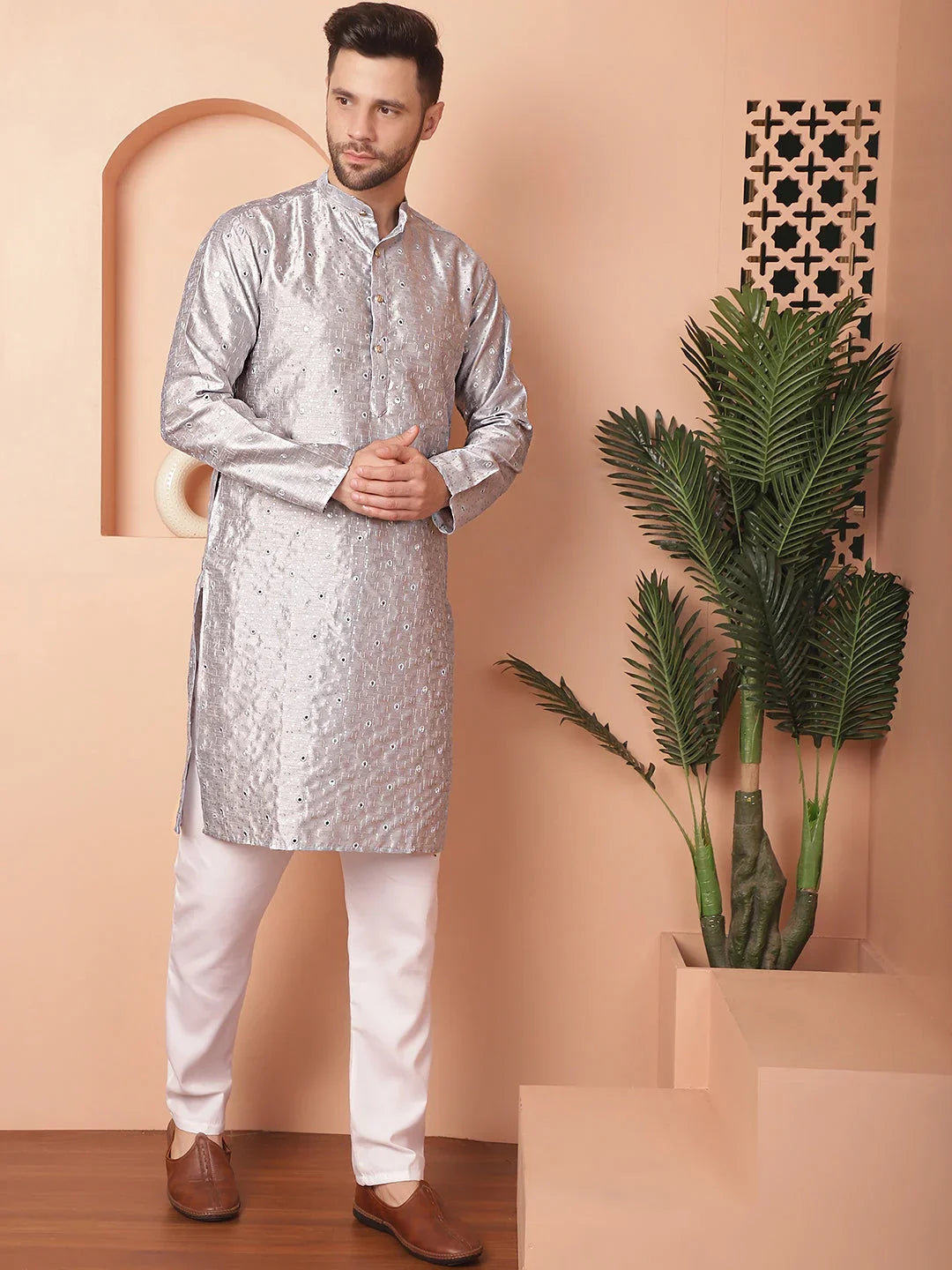 Grey Silk Solid Indian Wear JOKP_P_5035Grey | DesiQlo
