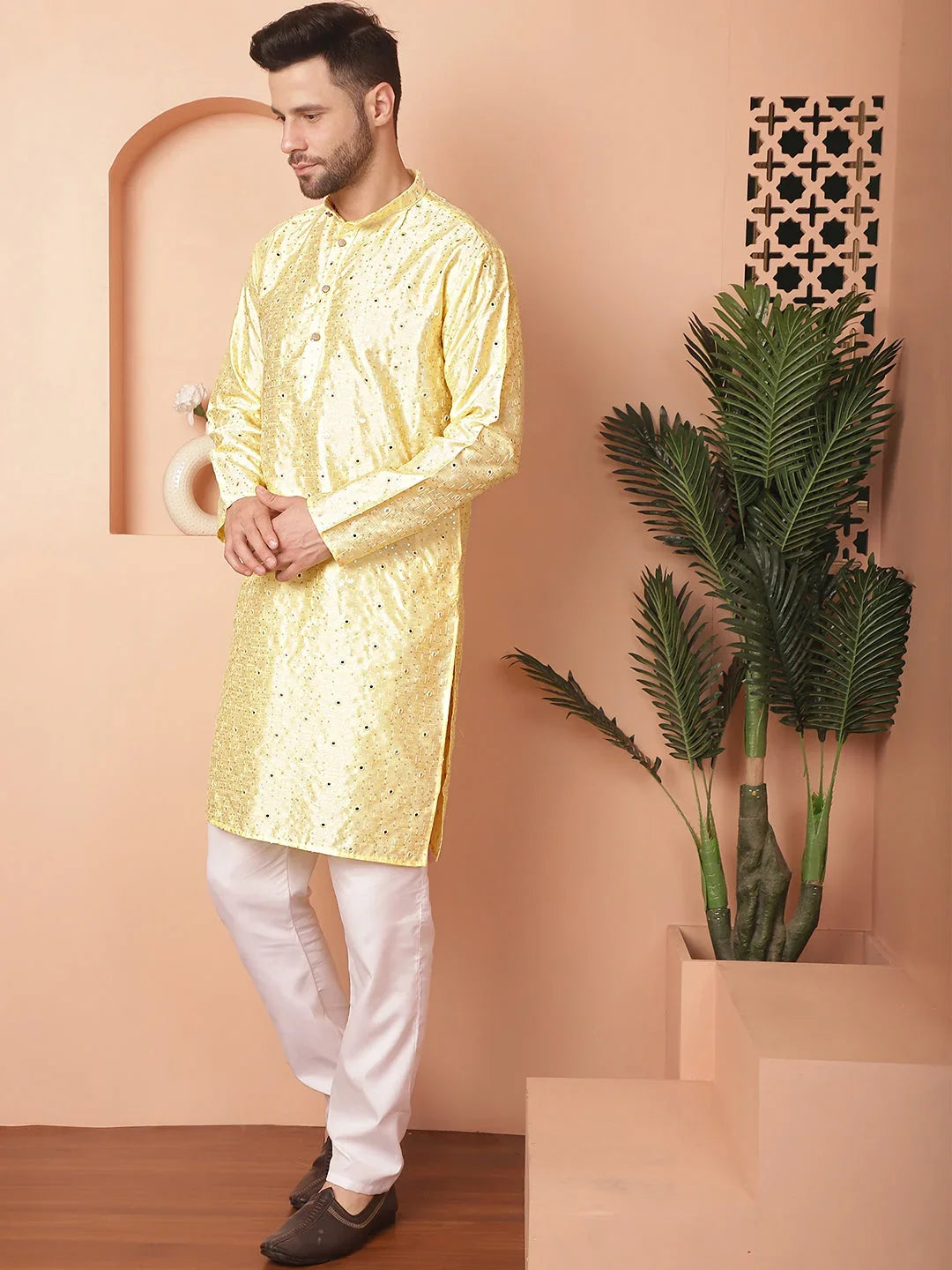 Yellow Silk Solid Indian Wear JOKP_P_5035Yellow | DesiQlo