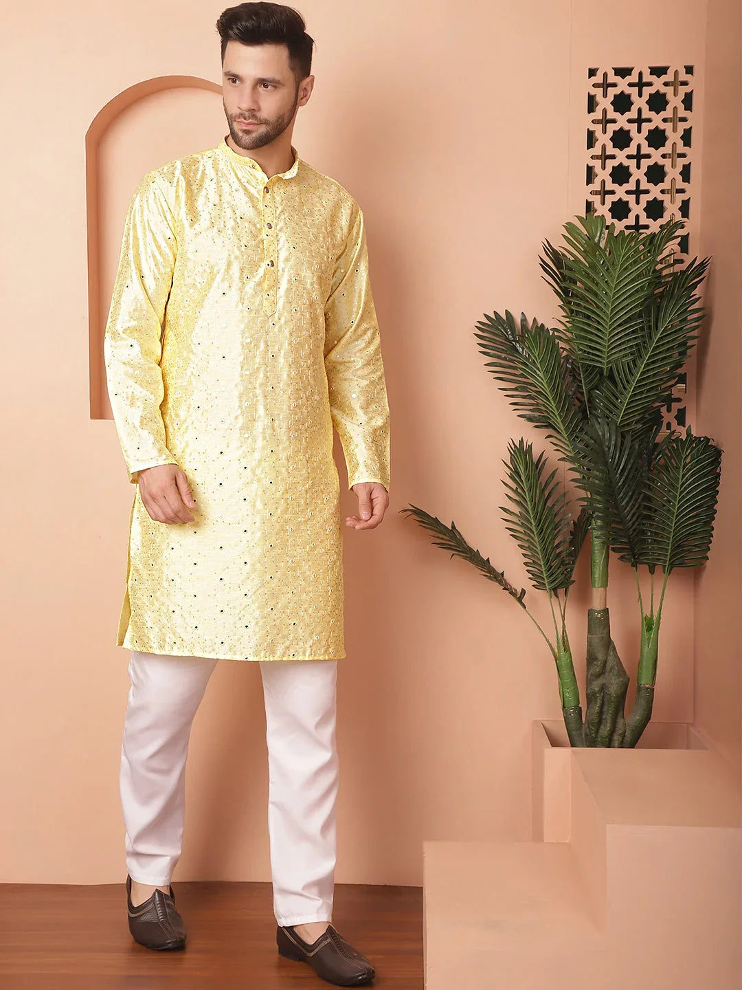 Yellow Silk Solid Indian Wear JOKP_P_5035Yellow | DesiQlo