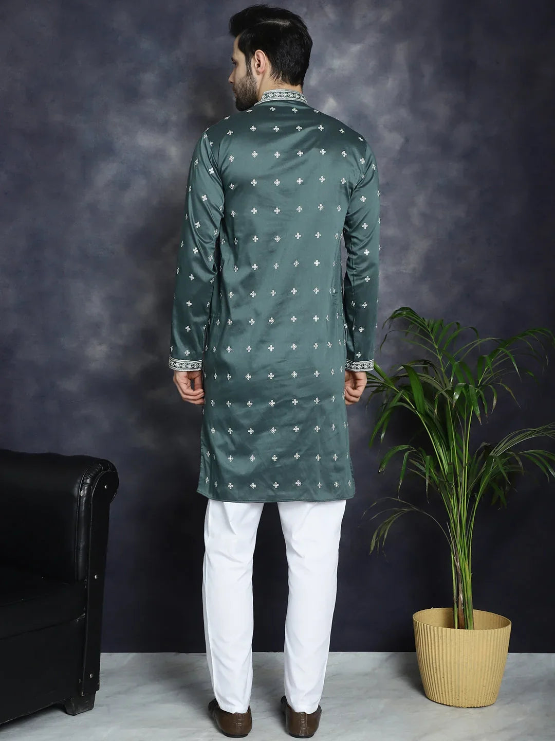 Green Cotton Solid Indian Wear JOKP_P_5038Olive | DesiQlo