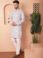 Chikankari Pure Cotton Kurta with Pyjama-JOKP-PR