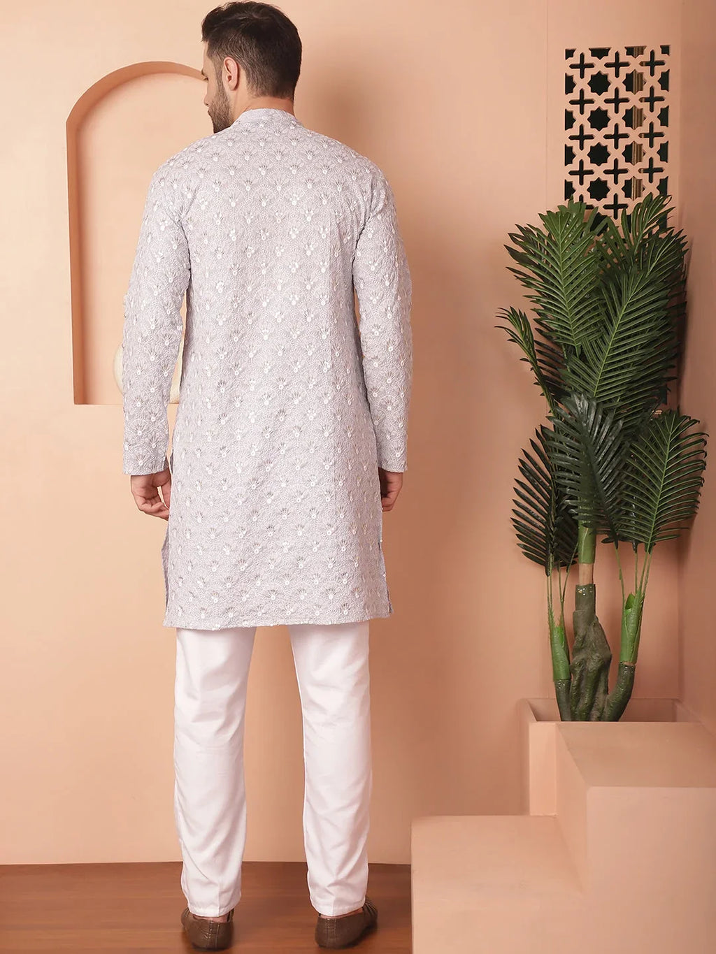Chikankari Pure Cotton Kurta with Pyjama-JOKP-PR