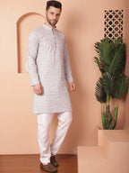 Chikankari Pure Cotton Kurta with Pyjama-JOKP-PR