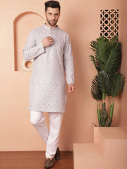 Chikankari Pure Cotton Kurta with Pyjama-JOKP-PR