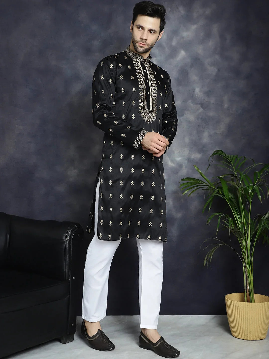 Black Cotton Solid Indian Wear JOKP_P_5042Black | DesiQlo