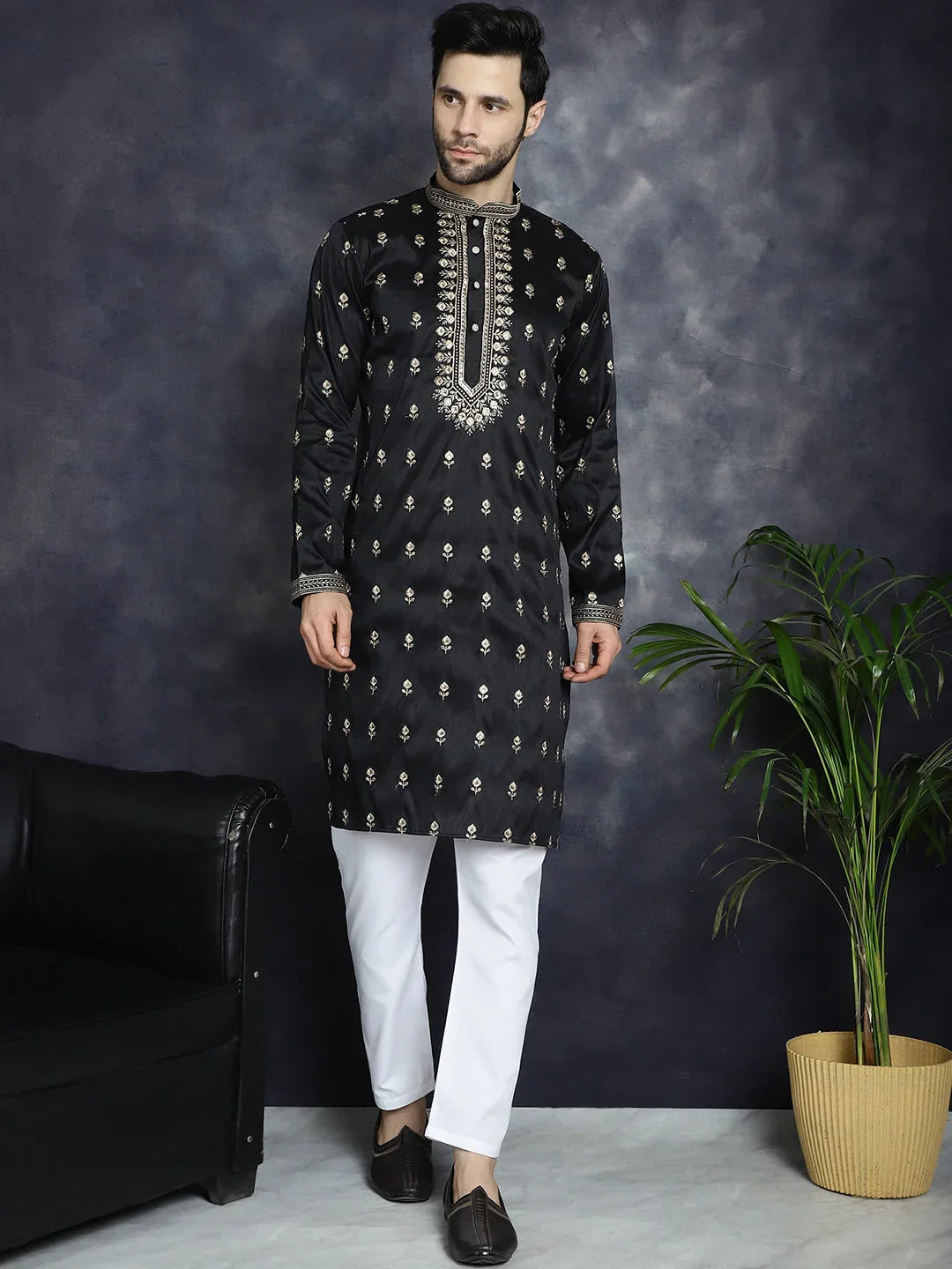 Black Cotton Solid Indian Wear JOKP_P_5042Black | DesiQlo
