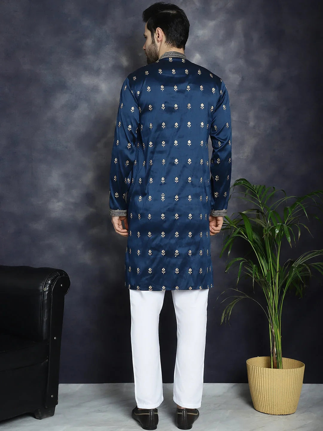 Blue Cotton Solid Indian Wear JOKP_P_5042Navy | DesiQlo