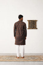 Men Bronze Silk Blend Straight Kurta Pyjama Set-JOKP-P