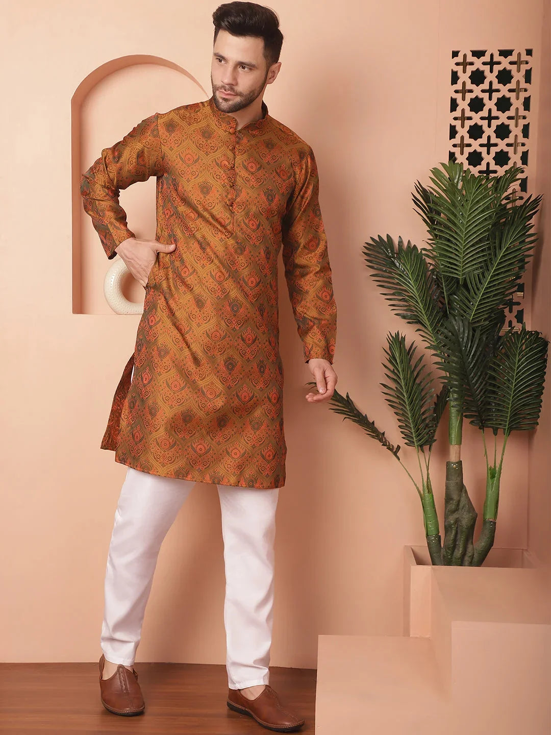 Yellow Silk Solid Indian Wear JOKP_P_5043Mustard | DesiQlo