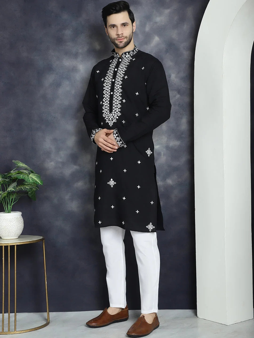 Black Cotton Solid Indian Wear JOKP_P_5045Black | DesiQlo
