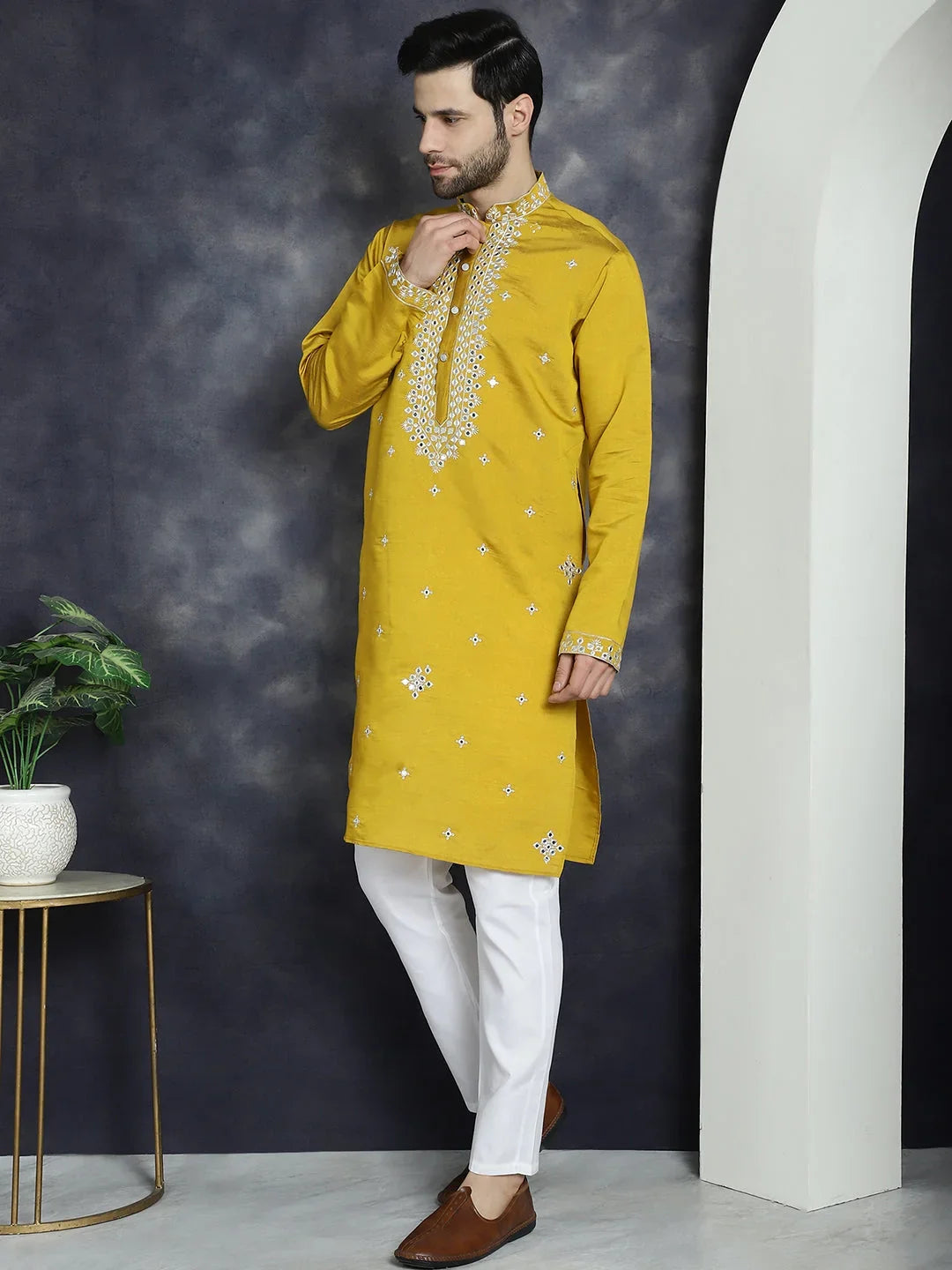 Yellow Cotton Solid Indian Wear JOKP_P_5045Mustard | DesiQlo