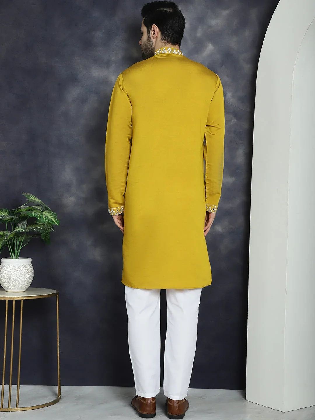 Yellow Cotton Solid Indian Wear JOKP_P_5045Mustard | DesiQlo