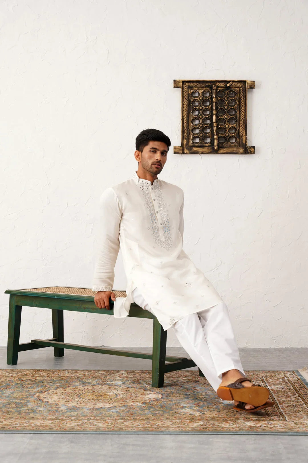 Men's Embroidered Kurta With Pyjama-JOKP-P