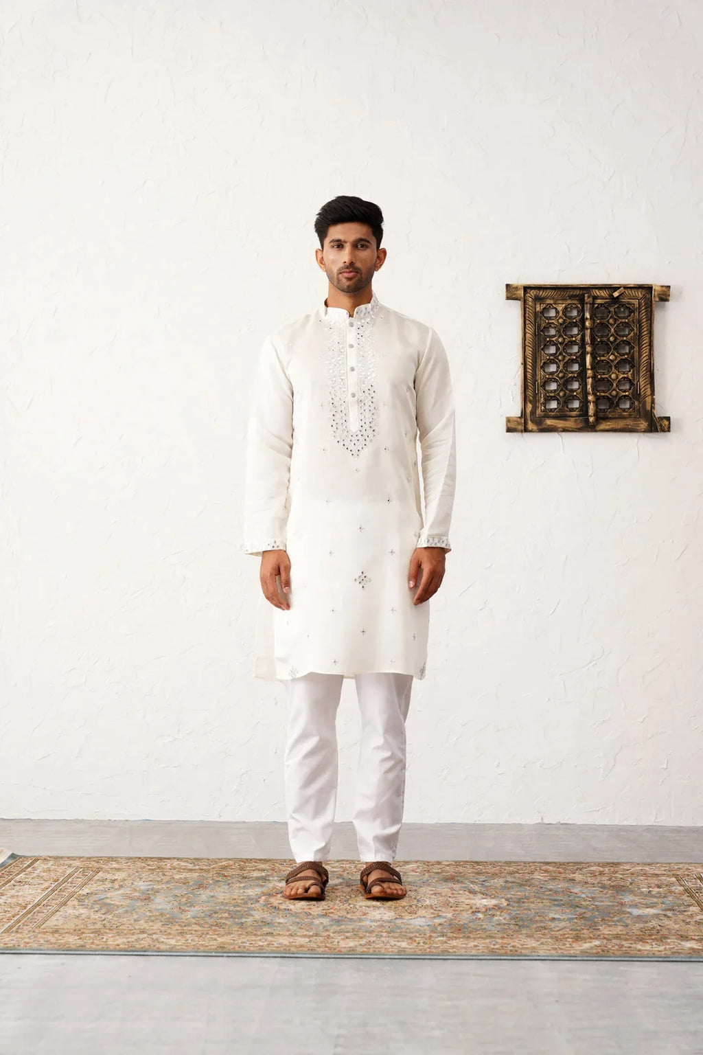 Men's Embroidered Kurta With Pyjama-JOKP-P