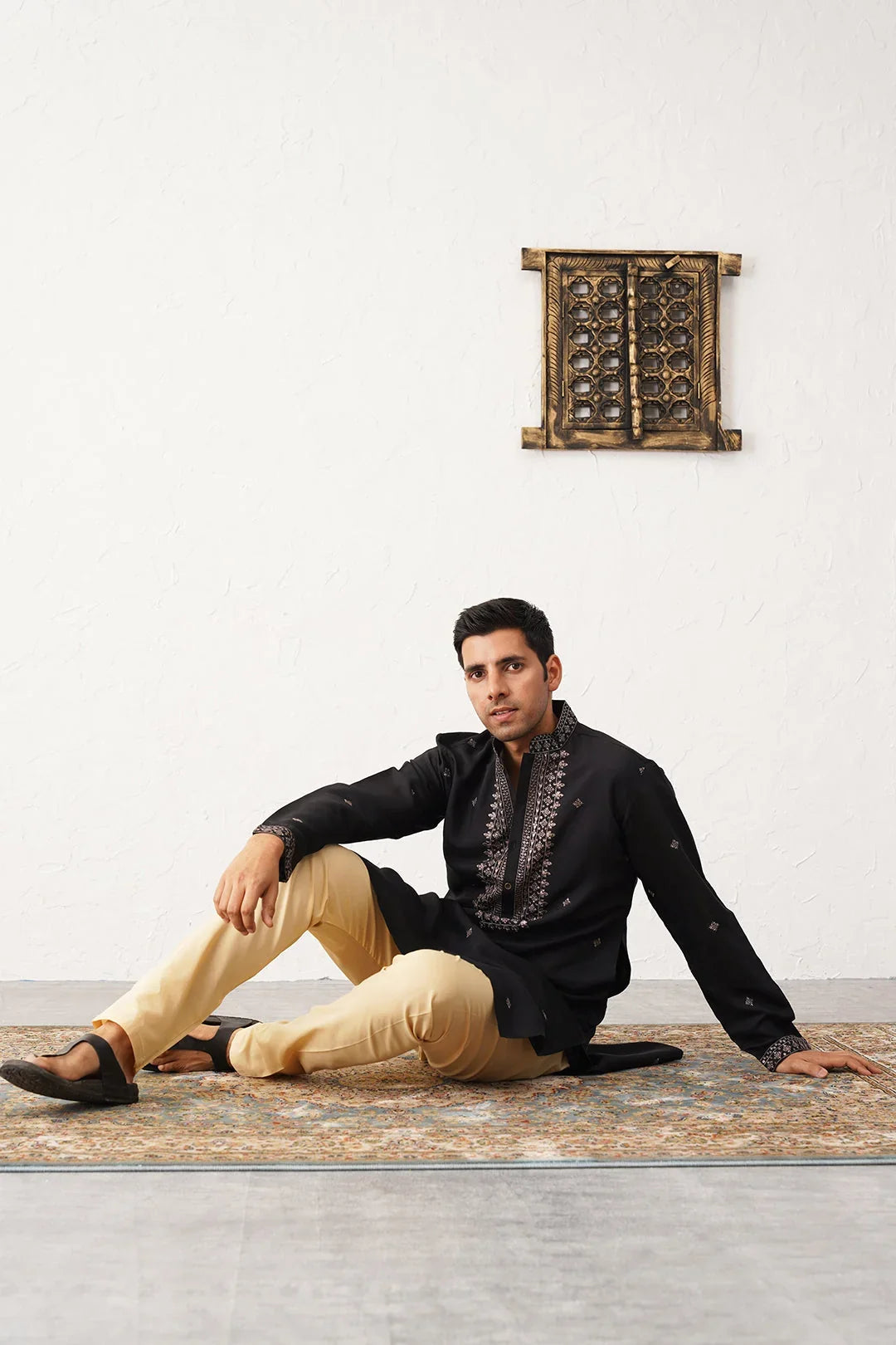 Men's Sequins Embroidered Kurta With Pyjama-JOKP-PZ