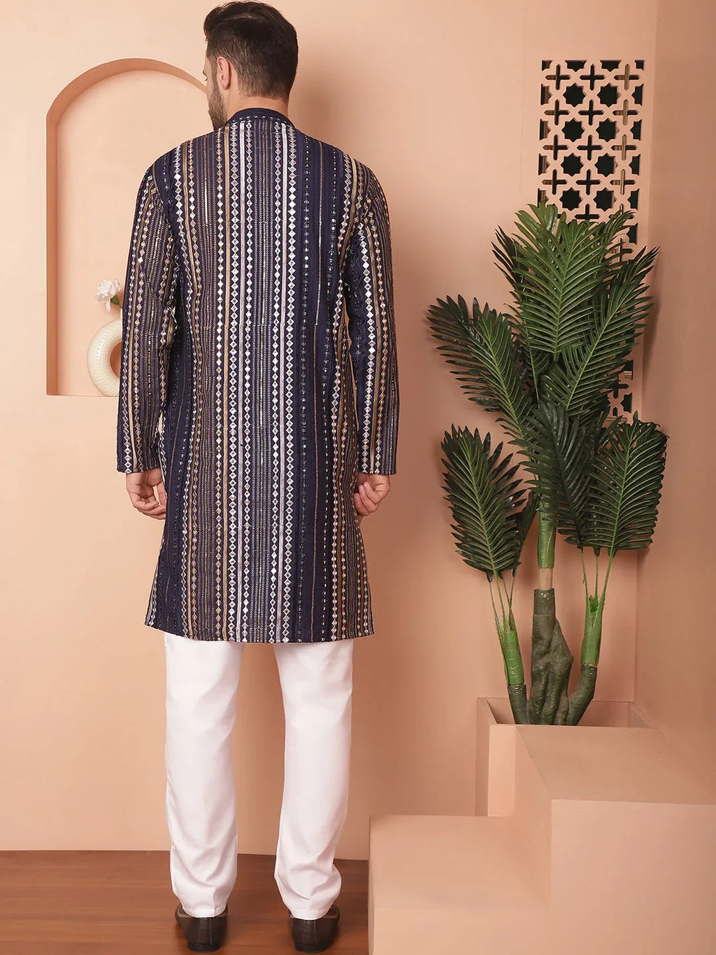 Men's Mirror Quality Work Kurta Payjama Sets-JOKP-P