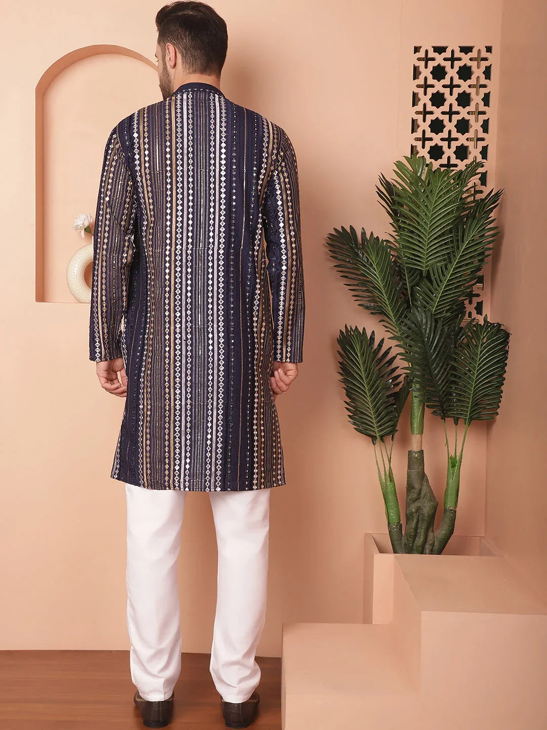 Men's Mirror Quality Work Kurta Payjama Sets-JOKP-P