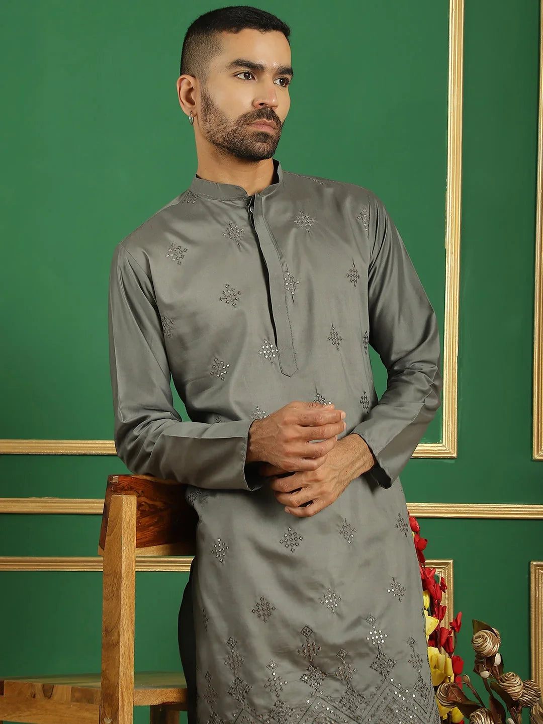 Grey Silk Solid Indian Wear JOKP_P_5059Grey | DesiQlo