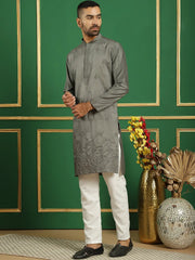 Men's Styled Embroidered Kurta with Pyjama-JOKP-P