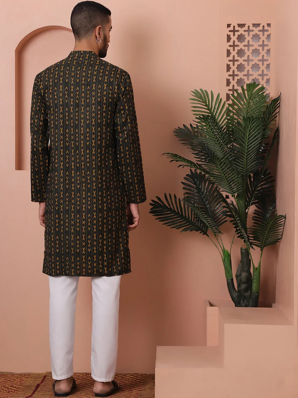 Men Printed Cotton Kurta Pyjama Set-JOKP-P