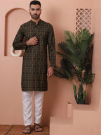 Men Printed Cotton Kurta Pyjama Set-JOKP-P