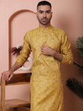 Men Yellow Silk Blend Straight Kurta Pyjama Set-JOKP-P