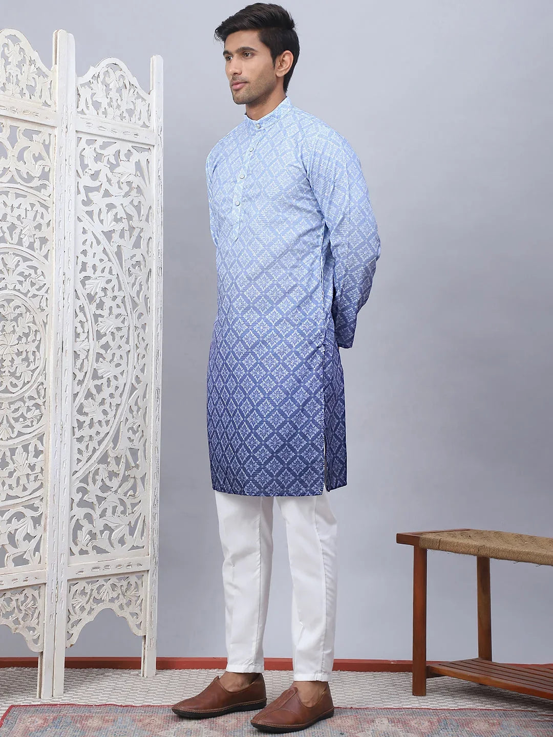 Blue Cotton Solid Indian Wear JOKP_5074Blue | DesiQlo